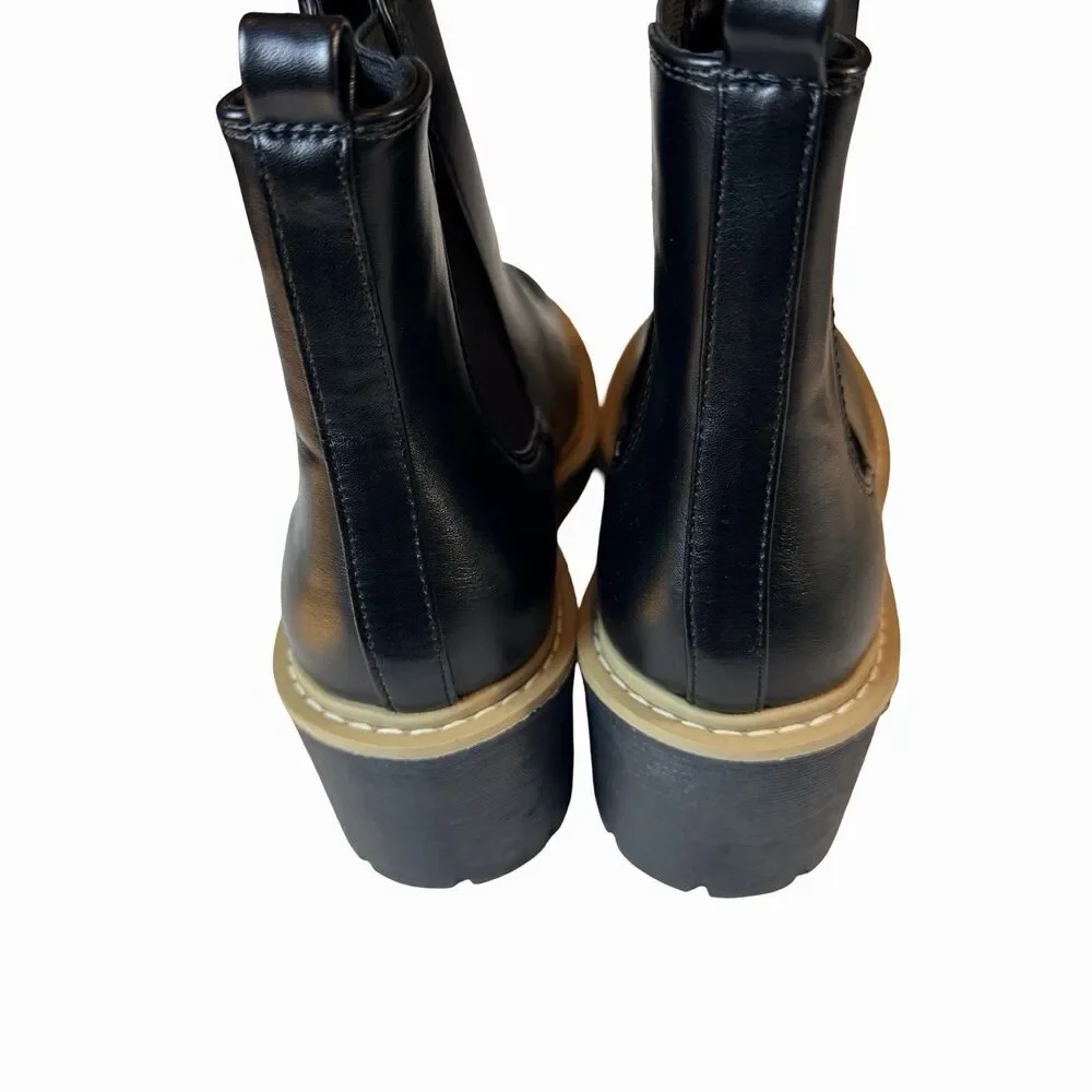 Platform Wedge Chelsea Ankle Boots Black Women's Size 9 Gorpcore Rugged NEW
